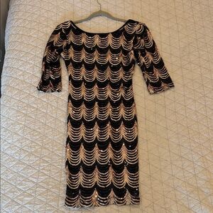 Elegant Black and Gold Sequin Dress